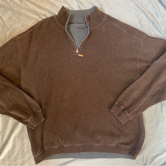 Vintage Tommy Bahama Brown Zip Up Sweater - Picture 1 of 3